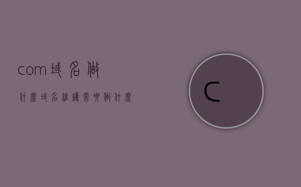 com域名做什么（域名维护需要做什么），com域名的用途及域名维护要点解析