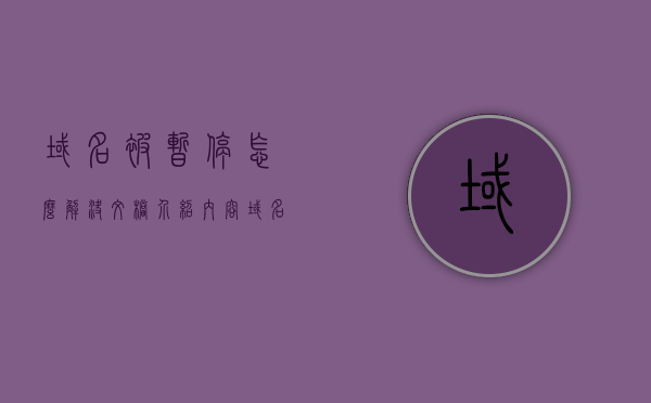 域名被暂停怎么解决文档介绍内容（域名被暂停解析怎么处理），如何解决域名被暂停的问题，详细指南