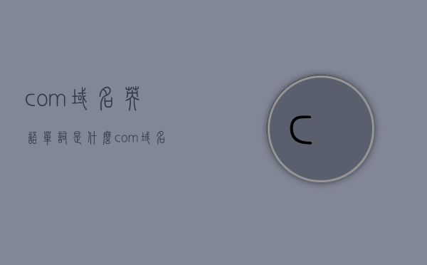 com域名英语单词是什么（com域名是什么意思），com域名的英语单词含义及解释，com域名的英语单词含义及解释