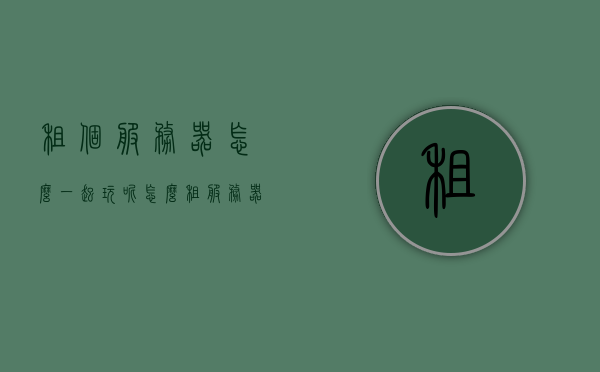 租个服务器怎么一起玩呢（怎么租服务器开游戏），如何租赁服务器组织多人游戏？，如何租赁服务器组织多人游戏，租服开游攻略与步骤解析