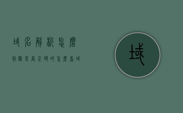 域名解析怎么判断是否正确的（怎么看域名是否解析成功），如何判断域名解析是否正确成功？解析域名的方法指南