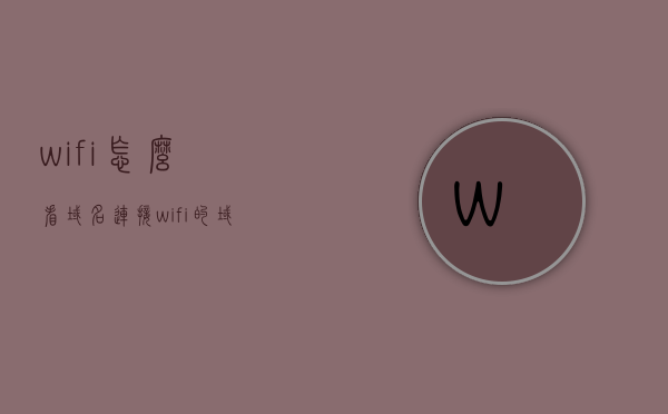 wifi怎么看域名（连接wifi的域名），如何查看连接WiFi时的域名？