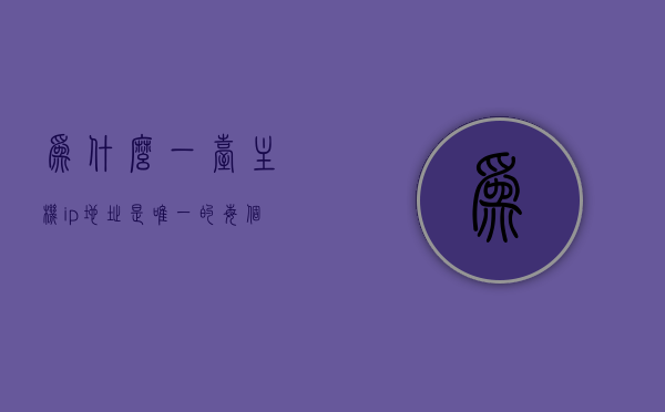 为什么一台主机ip地址是唯一的（每个主机提供了唯一的ip地址为什么还需要提供端口），主机IP地址与端口号的唯一性解析，为何IP地址唯一还需端口配合？，解析主机IP地址唯一性与端口配合的重要性，为什么每台主机需要独特的IP地址与端口组合？