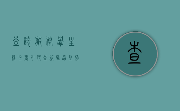 查询服务器主机型号（如何查服务器型号），如何查询服务器主机型号？完整步骤指南