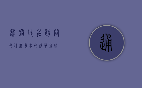通过域名访问是什么意思的简单介绍，通过域名访问，解析与意义简介