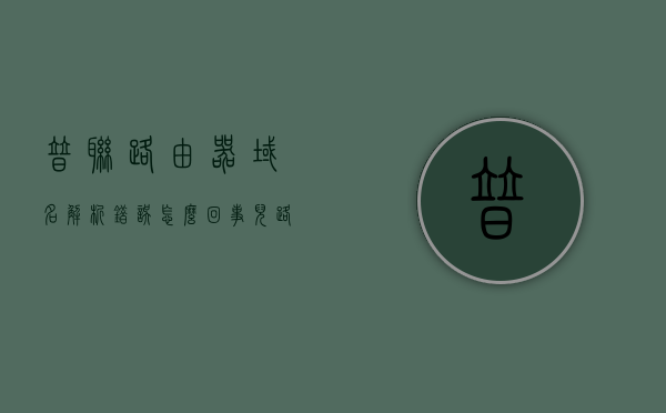 普联路由器域名解析错误怎么回事儿（路由器域名解析错误怎么解决），普联路由器域名解析错误解析及解决方案，普联路由器域名解析错误解析及解决方案，原因与解决方法探讨