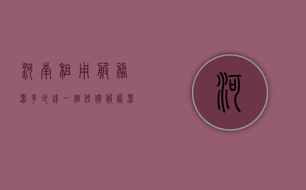 河南租用服务器多少钱一个（低价服务器租用），河南服务器租用价格及低价服务器选择指南