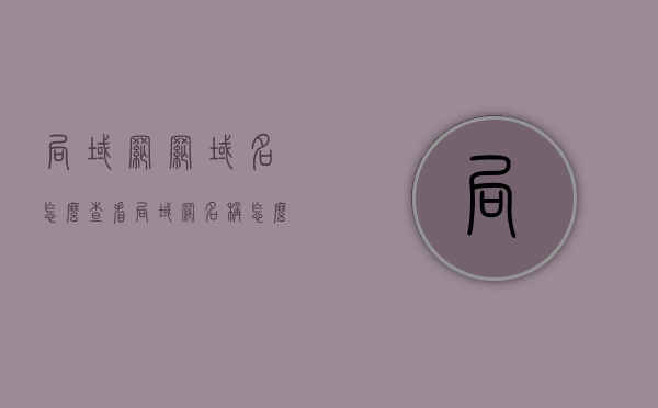 局域网网域名怎么查看（局域网名称怎么查），如何查看局域网网域名及局域网名称，如何查看局域网网域名及局域网名称的详细指南