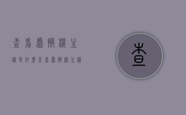 查看虚拟机主机是什么（查看虚拟机主机是什么类型），如何查看虚拟机主机的类型？