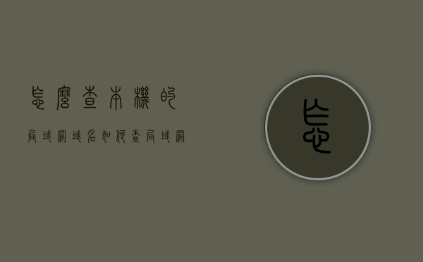 怎么查本机的局域网域名（如何查局域网内的所有设备），如何查询本机局域网域名及局域网内所有设备位置