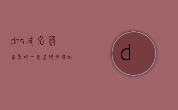 dns域名服务器的一些基础知识（dns域名服务器配置），DNS域名服务器基础配置知识详解
