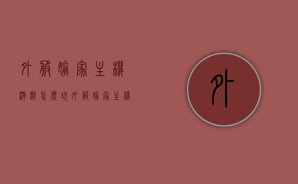 外服偷家主机游戏怎么玩（外服偷家主机游戏怎么玩的），外服偷家主机游戏的攻略与玩法指南