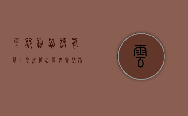 云服务器没有声卡怎么输出声音（云服务器有没有显卡），云服务器无声卡如何输出声音及云服务器显卡问题探讨，云服务器无声卡如何输出声音及显卡问题解析探讨