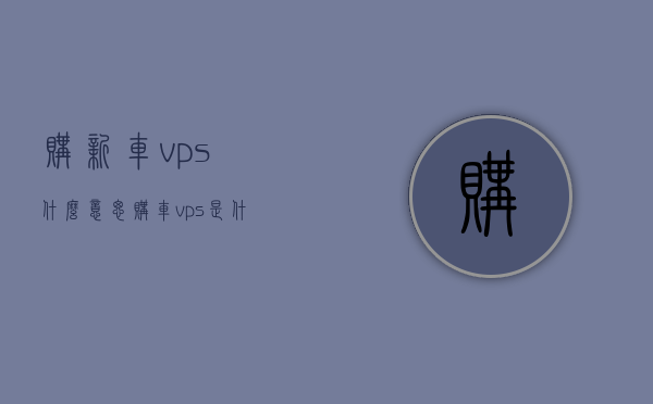购新车vps什么意思（购车vps是什么意思），购车中的VPS，全新车辆购买中的关键要素解析