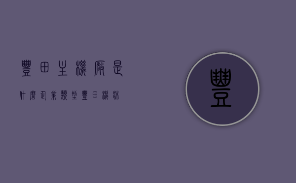丰田主机厂是什么企业类型（丰田机床），丰田主机厂的企业类型解析，丰田机床探究