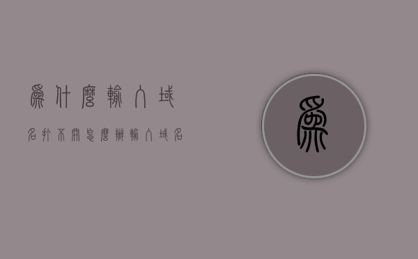 为什么输入域名打不开怎么办（输入域名后发生了什么），解决域名无法访问问题，探究输入域名后的反应及故障排除 第1张