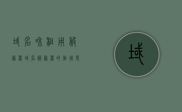 域名和租用服务器（域名服务器的作用是），域名与服务器租用，解析域名服务器的作用与重要性
