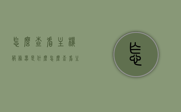 怎么查看主机服务器是什么（怎么查看主机服务器是什么原因），如何查看主机服务器信息及原因探究 第1张