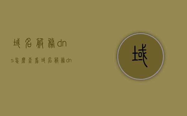 域名服务dns怎么查看（域名服务dns的主要功能是查询主机的mac地址吗?），如何查看域名服务DNS功能及是否用于查询主机MAC地址