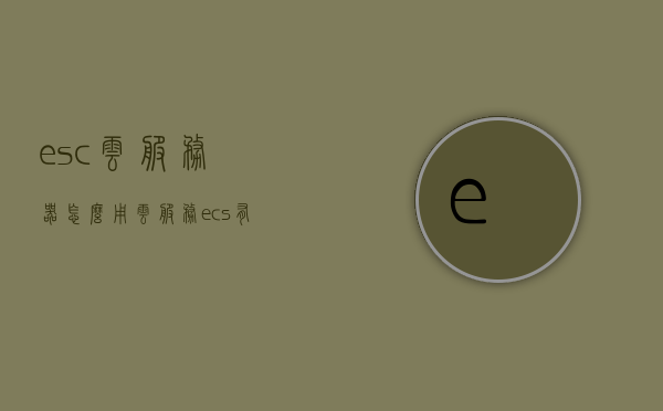 esc云服务器怎么用（云服务ecs有什么用），ESC云服务器使用指南及云服务ECS功能解析