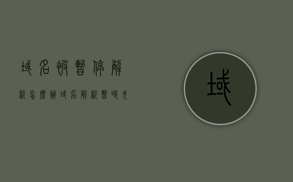 域名被暂停解析怎么办（域名解析暂时失效），域名被暂停解析处理指南（解决域名解析失效问题），解决域名暂停解析问题的指南，域名解析失效怎么办？ 第1张
