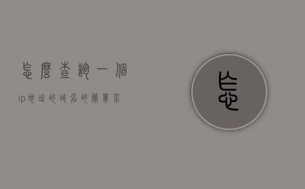 怎么查询一个ip地址的域名的简单介绍，IP地址查询域名，简单介绍与操作指南，IP地址查询域名，简单介绍与操作指南全攻略