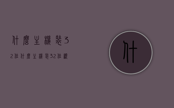 什么主机装32位（什么主机装32位显卡好），关于主机配置32位显卡的选择建议