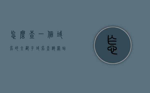 怎么查一个域名的全部子域名（查询网站所有子域名），查询域名下的所有子域名方法详解