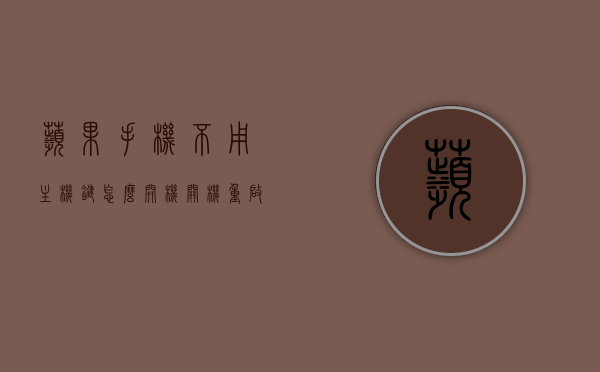 苹果手机不用主机键怎么开机关机重启（苹果手机不用电源键怎么开机），苹果手机无主机键开机、关机与重启方法指南