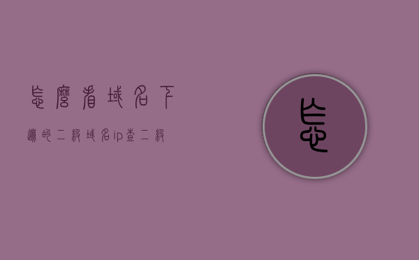 怎么看域名下边的二级域名（ip查二级域名），如何查看域名下的二级域名（IP查询二级域名方法） 第1张
