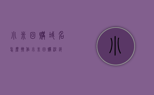 小米回购域名怎么操作（小米 回购 注销），小米域名回购操作指南，轻松掌握回购与注销流程