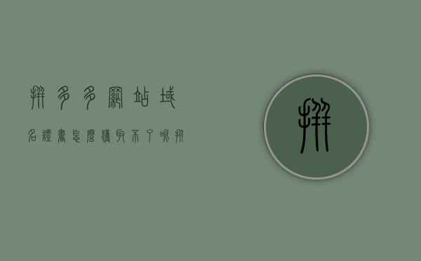 拼多多网站域名证书怎么获取不了呢（拼多多网页地址是多少），拼多多网站域名证书获取问题及网页地址查询