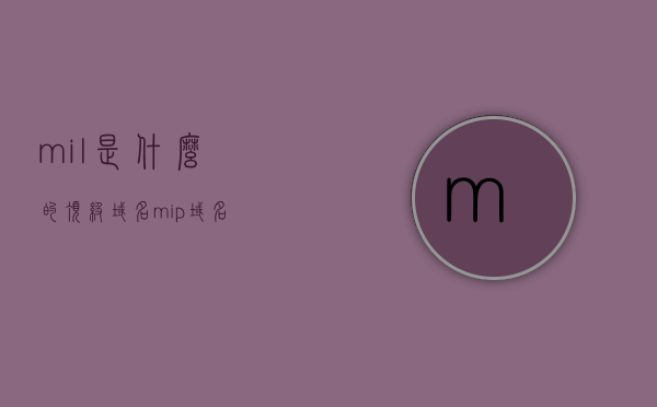 mil是什么的顶级域名（mip域名），MIP域名的顶级域名解析，mil是什么？，MIP域名的顶级域名解析，mil域名的含义与解析过程，MIP域名的顶级域名解析及mil的含义与解析过程介绍